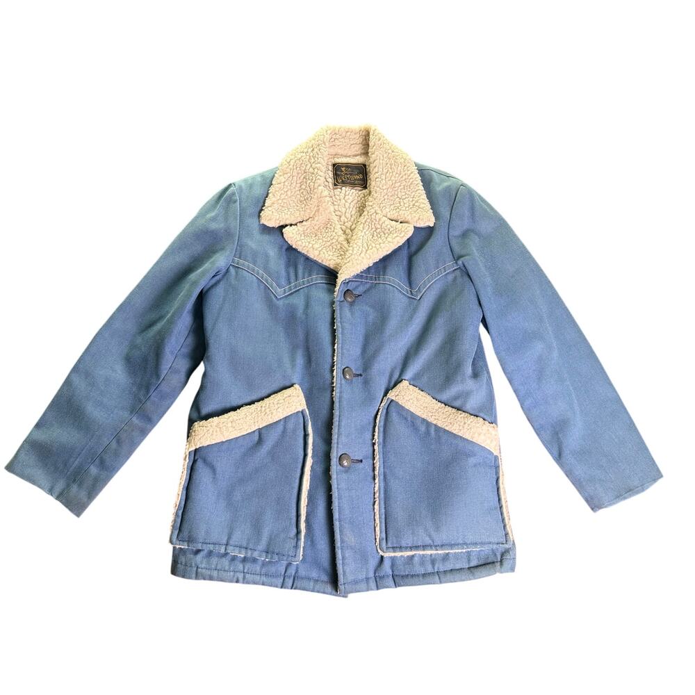 Vintage Westwind 70s Chore Coat Western Men's Barn Jacket Blue Denim USA Made LG